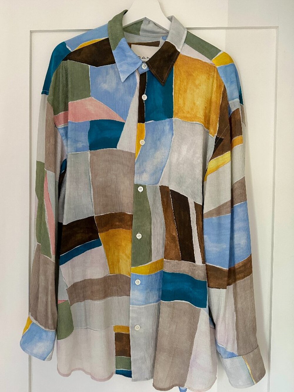 GANT Oversized Relaxed-Fit Shirt – Colorful Abstract Patchwork Print